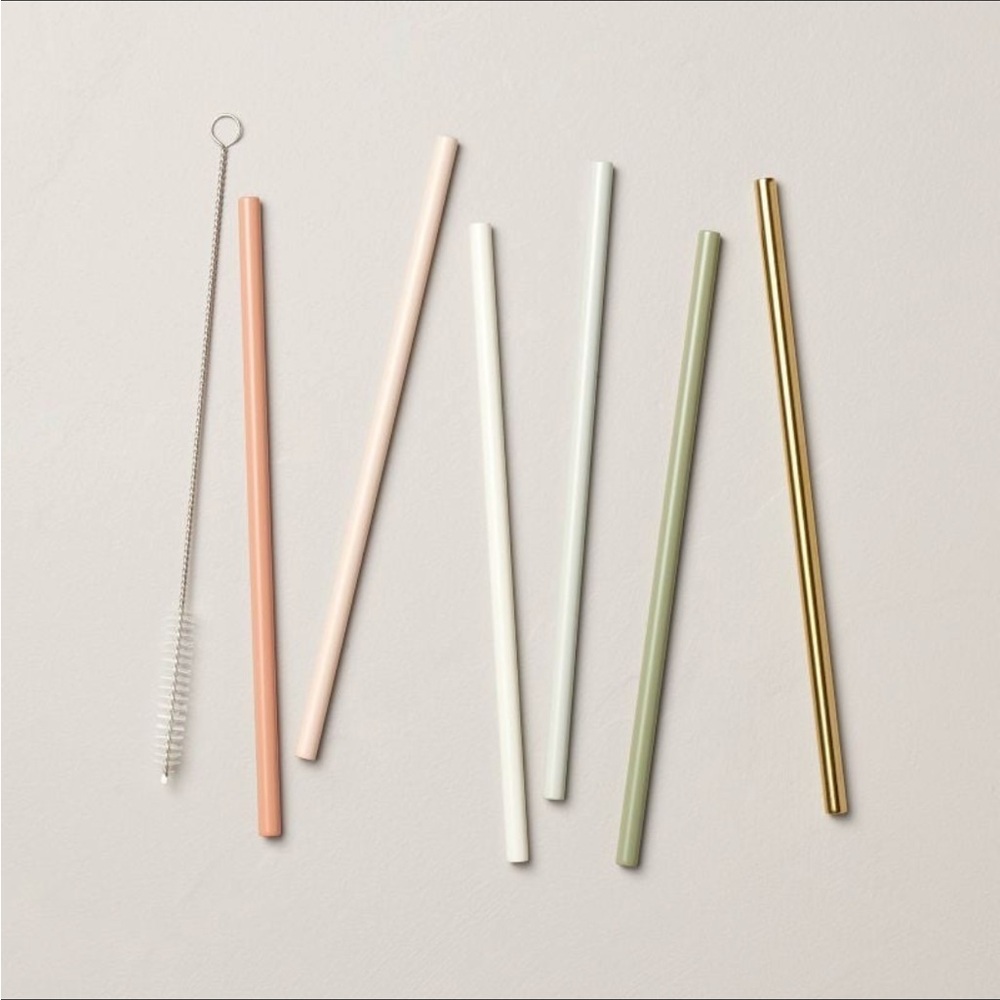 8" Reusable Metal Straws (Pack of 6) + Cleaning Straw - Hearth & Hand